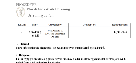 Fall risk assessment (Norwegian)