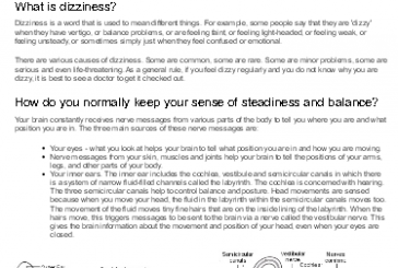 Dizziness Leaflet for Older People (English)