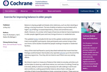 Exercise for improving balance in older people (Howe et al, 2012)