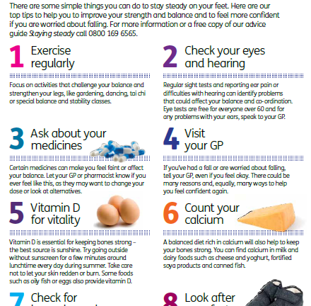 Top Tips for Staying Steady leaflet for Older People (English)