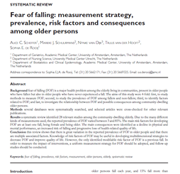 Fear of falling: measurement strategy, prevalence, risk factors and consequences among older persons